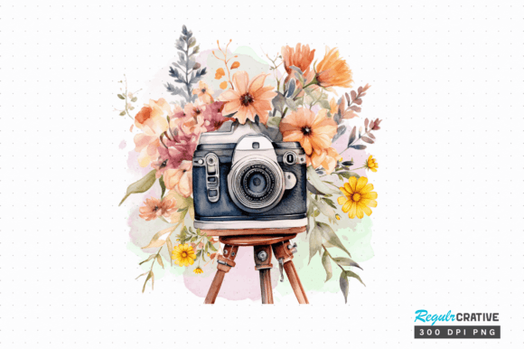 Download Camera with Flowers Clipart Sublimation - Flowers Collection