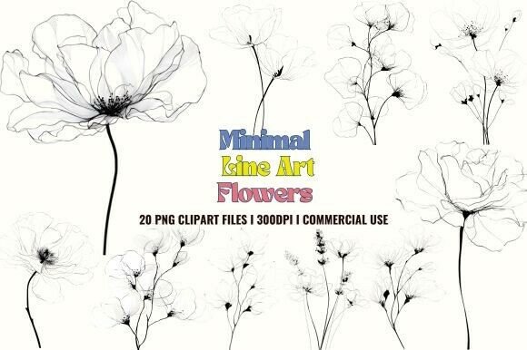 Download Minimal Line Art Flowers Clipart - Flowers Collection