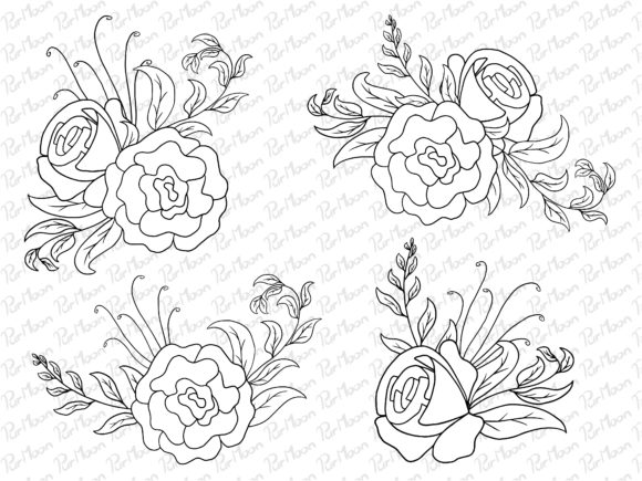 Download Line Art Flowers Arrangements - Flowers Collection