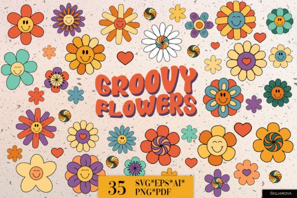 Download Groovy Flowers SVG PNG EPS - Flowers Collection