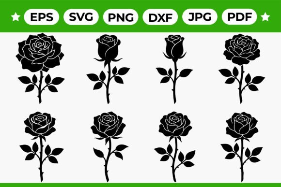 Download Rose with Stem Silhouette Bundle - Silhouette Collection