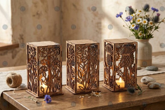 Download Laser Cut Wildflowers Lantern SVG Bundle - Flowers Collection