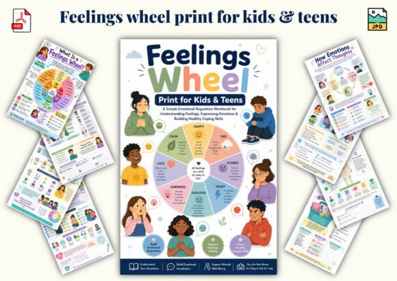 Download Feelings Wheel Print for Kids &amp; Teens - Feelings Collection