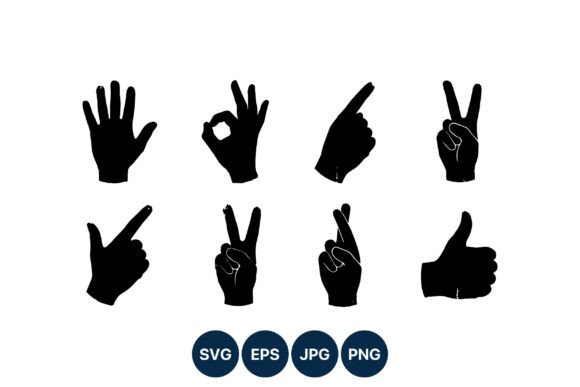 Download Hand Gesture Black Silhouettes - Silhouette Collection