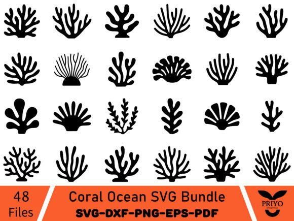 Download Coral Ocean SVG Bundle, Coral Silhouette - Silhouette Collection