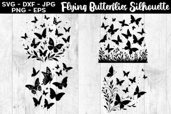 Download Flying Butterflies Silhouettes SVG EPS - Silhouette Collection
