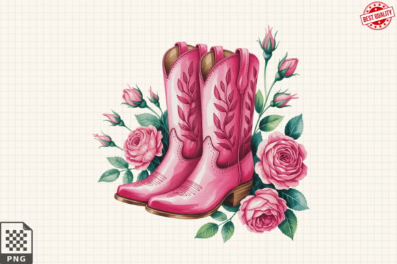 Download Pink Cowboy Boots Clipart Sublimation - Premium Resources