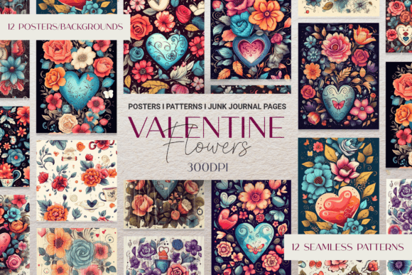 Download Doodle Valentine Hearts &amp; Flowers Pack - Flowers Collection