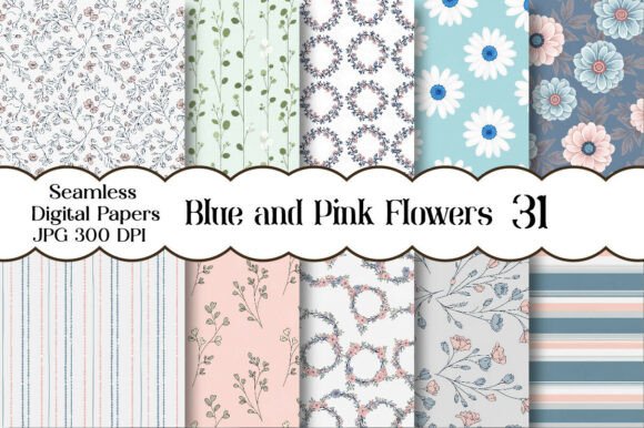 Download Blue and Pink Flowers Pattern - Flowers Collection