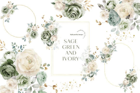 Download Sage Green &amp; Ivory Flowers Clipart - Flowers Collection