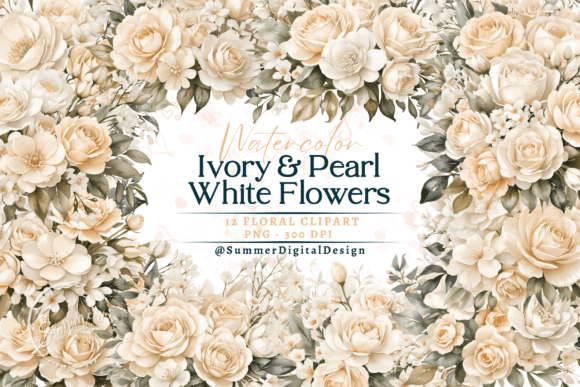 Download Watercolor Ivory and Pearl White Flowers - Flowers Collection