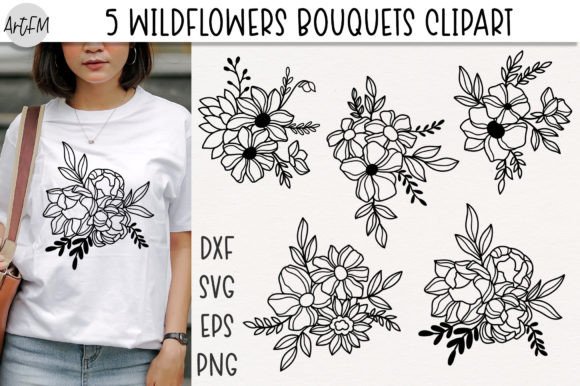 Download Wildflower Bouquets | Line Art Flowers - Flowers Collection